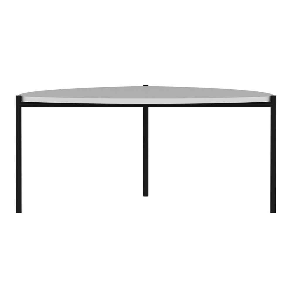 Kingsley Triangle Wooden Coffee Table with Metal Legs in White