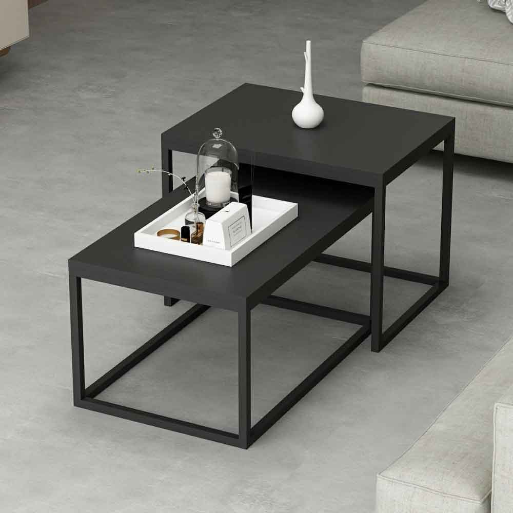 Kingsley Wooden Nest of 2 Coffee Table in Black