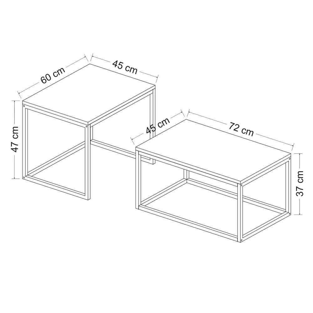 Kingsley Wooden Nest of 2 Coffee Table in Black
