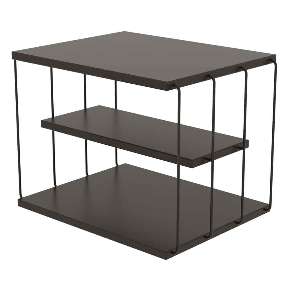 Kingsley Wooden Side Table with Black Metal Frame in Anthracite