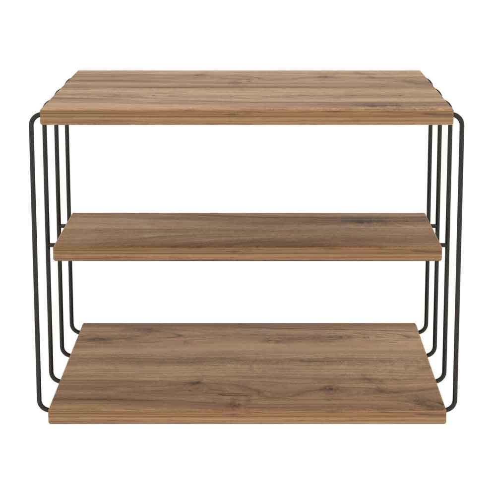 Kingsley Wooden Side Table with Black Metal Frame in Atlantic Pine