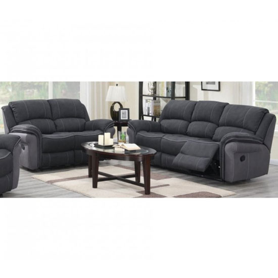 Kingston Fabric 3 And 2 Seater Sofa Suite In Charcoal