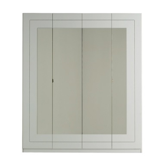 Kinsella Mirrored Wardrobe In Laquered White With Four Doors_2