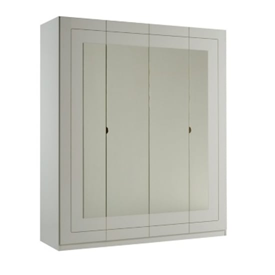 Kinsella Mirrored Wardrobe In Laquered White With Four Doors_3