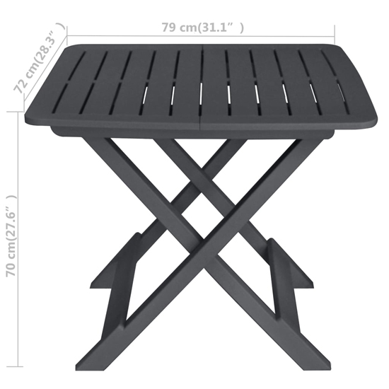Kinston Plastic 3 Piece Folding Bistro Set In Anthracite
