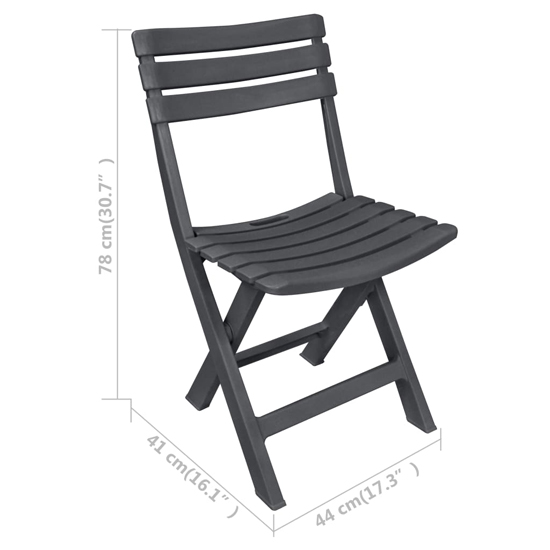 Kinston Plastic 3 Piece Folding Bistro Set In Anthracite