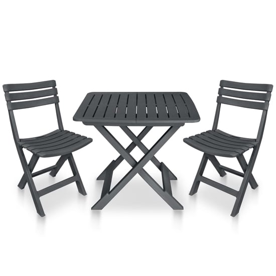 Product photograph of Kinston Plastic 3 Piece Folding Bistro Set In Anthracite from Furniture in Fashion