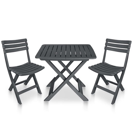 Product photograph of Kinston Plastic 3 Piece Folding Bistro Set In Anthracite from Furniture in Fashion