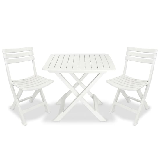 Read more about Kinston plastic 3 piece folding bistro set in white