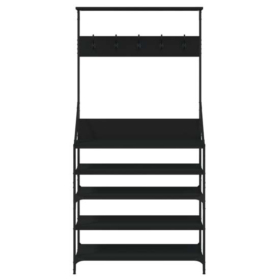 Kinston Wooden Clothes Rack With Shoe Storage In Black