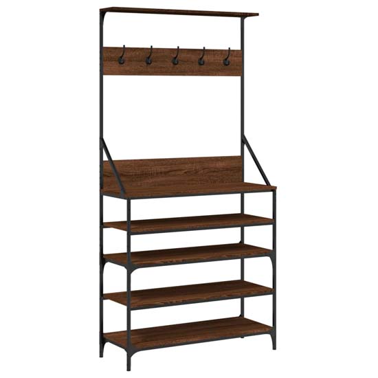 Kinston Wooden Clothes Rack With Shoe Storage In Brown Oak