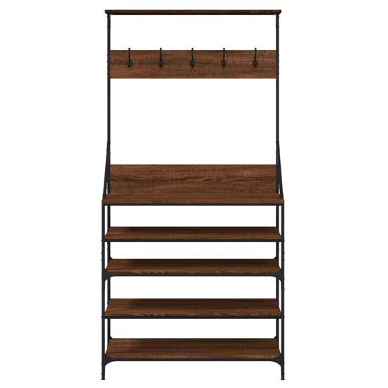 Kinston Wooden Clothes Rack With Shoe Storage In Brown Oak