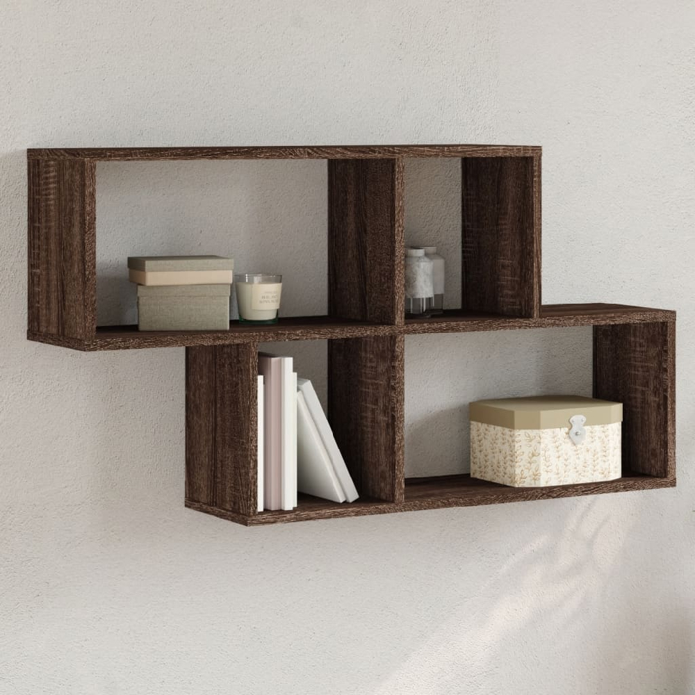 Read more about Kinston wooden wall shelf with 4 shelves in brown oak