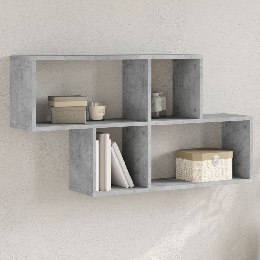 Read more about Kinston wooden wall shelf with 4 shelves in concrete grey