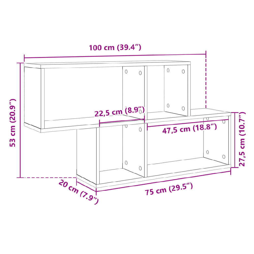 Kinston Wooden Wall Shelf With 4 Shelves In Sonoma Oak