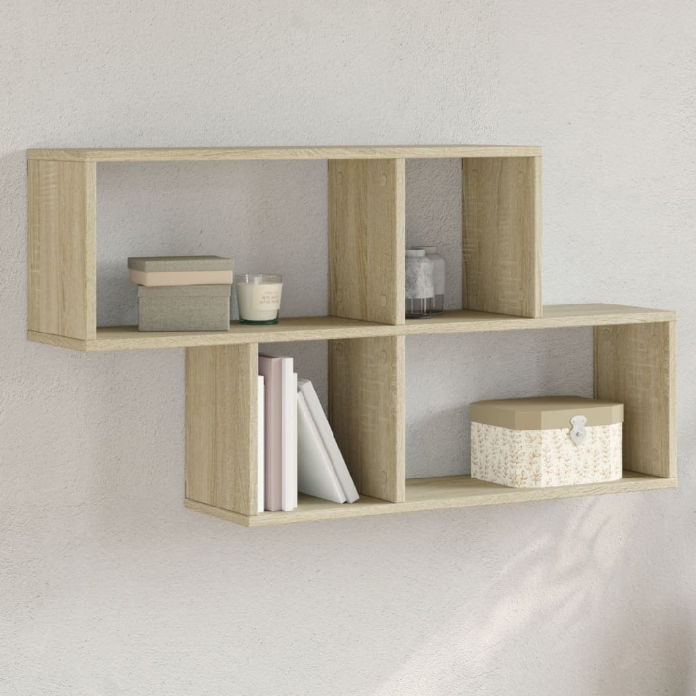 Read more about Kinston wooden wall shelf with 4 shelves in sonoma oak
