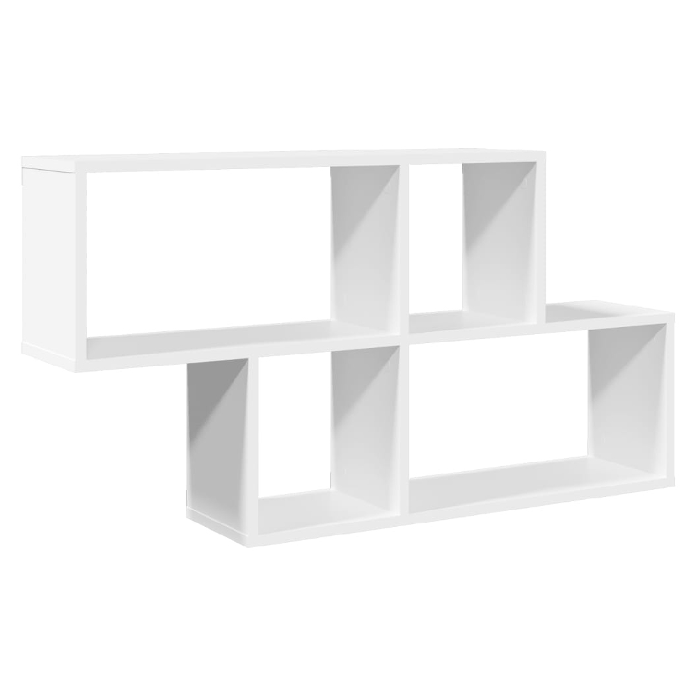 Kinston Wooden Wall Shelf With 4 Shelves In White