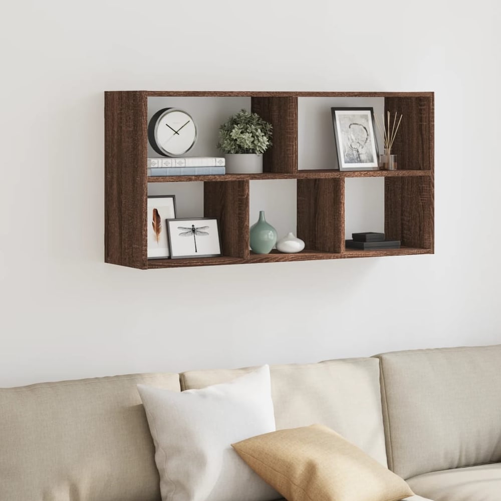 Read more about Kinston wooden wall shelf with 5 shelves in brown oak