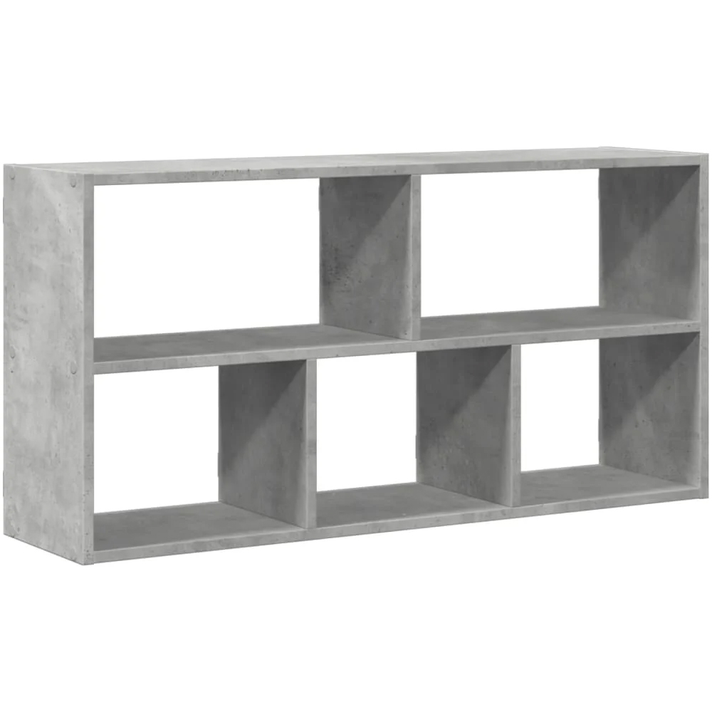 Kinston Wooden Wall Shelf With 5 Shelves In Concrete Grey
