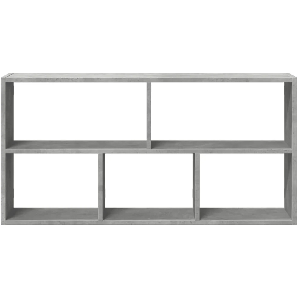 Kinston Wooden Wall Shelf With 5 Shelves In Concrete Grey