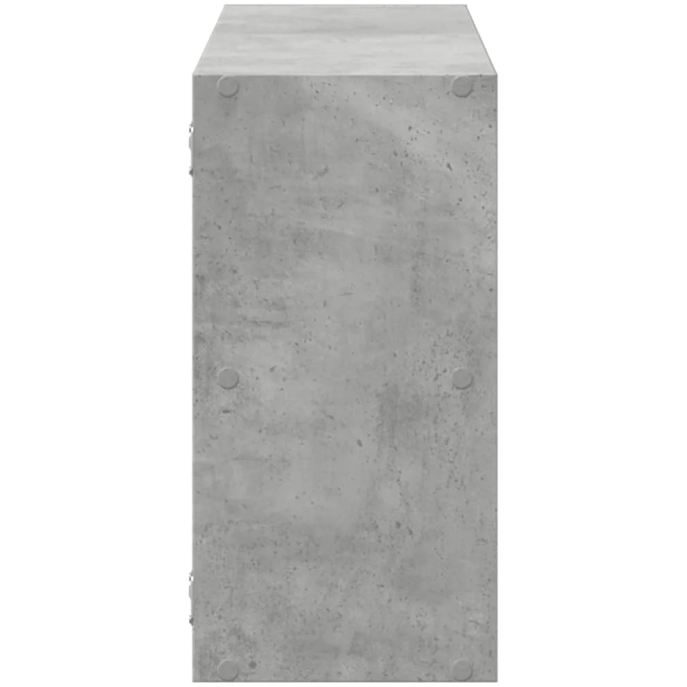 Kinston Wooden Wall Shelf With 5 Shelves In Concrete Grey