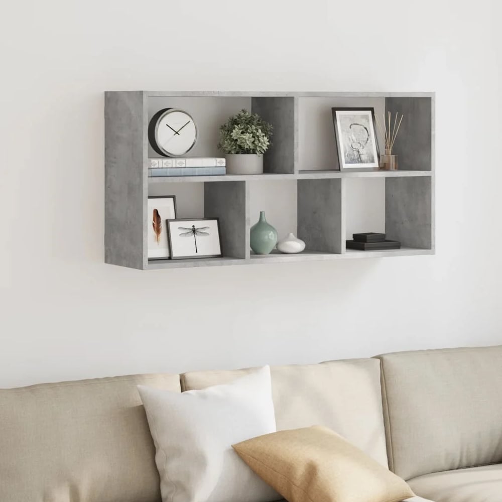 Read more about Kinston wooden wall shelf with 5 shelves in concrete grey