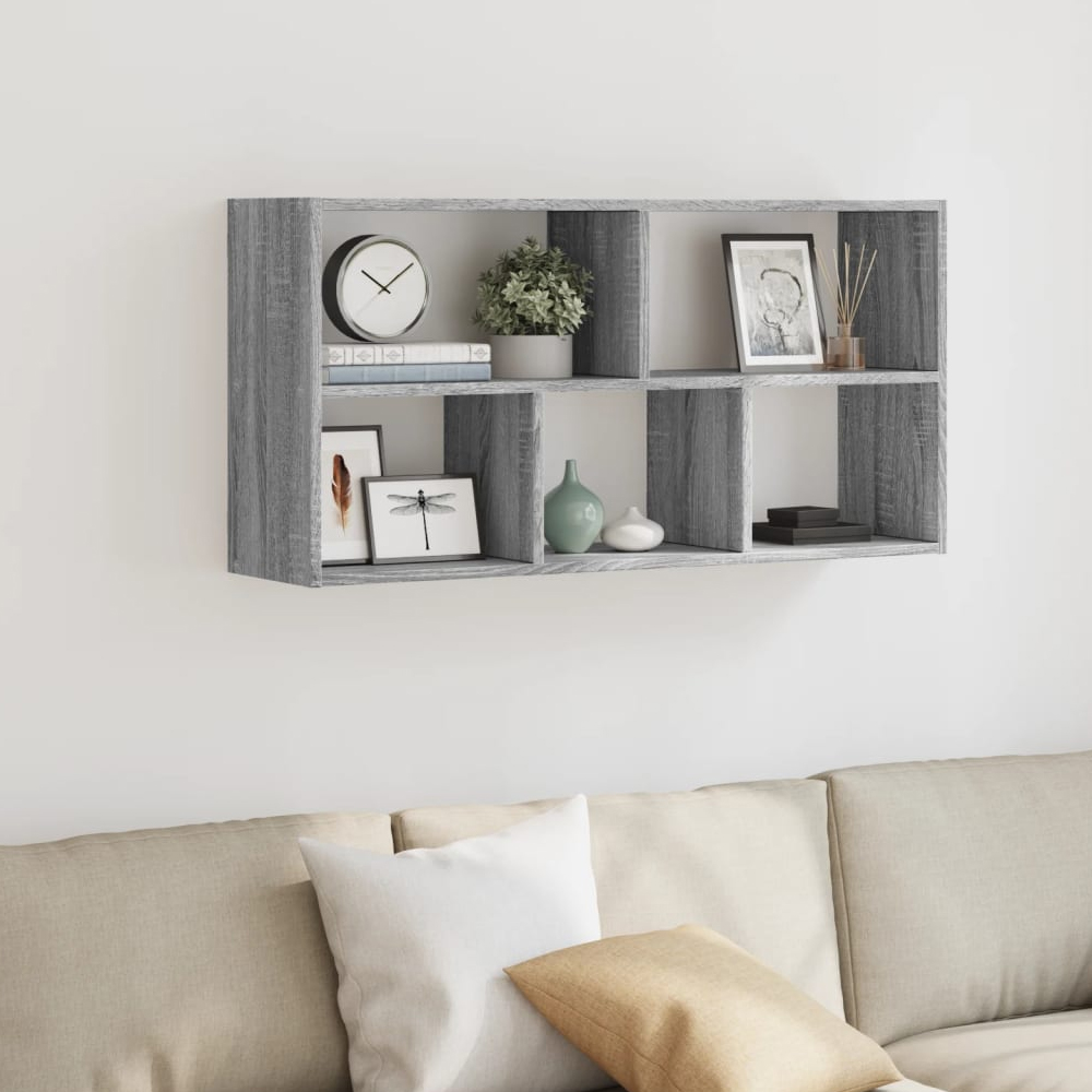 Read more about Kinston wooden wall shelf with 5 shelves in grey sonoma
