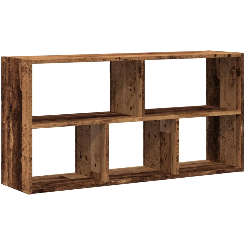 Kinston Wooden Wall Shelf With 5 Shelves In Old Wood