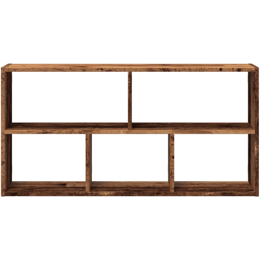 Kinston Wooden Wall Shelf With 5 Shelves In Old Wood