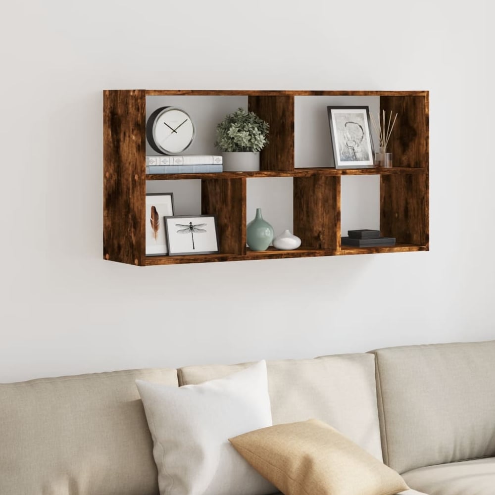 Read more about Kinston wooden wall shelf with 5 shelves in smoked oak