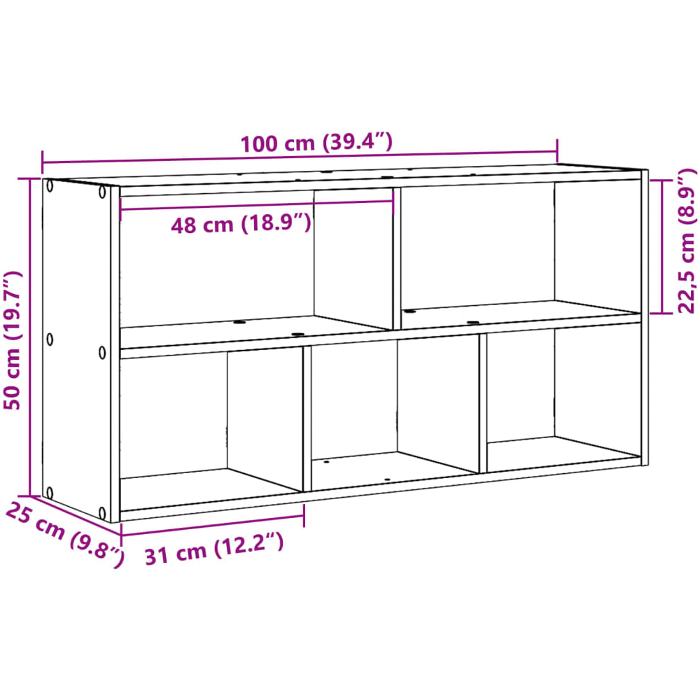 Kinston Wooden Wall Shelf With 5 Shelves In Sonoma Oak
