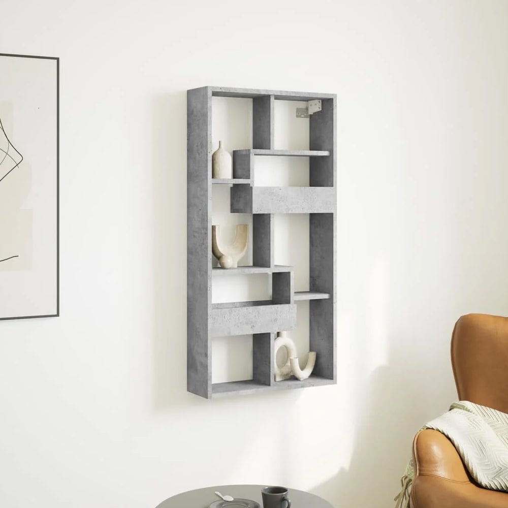 Read more about Kinston wooden wall shelf with 8 shelves in concrete grey
