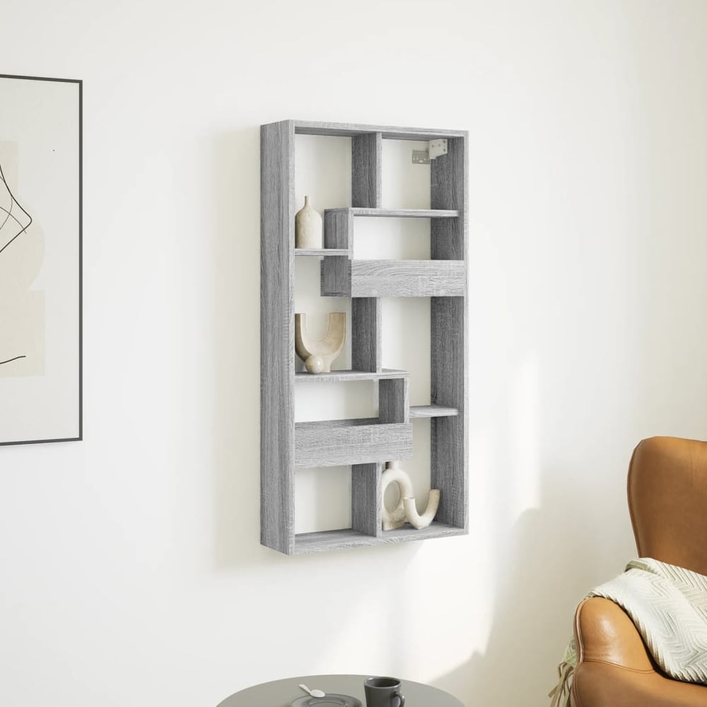 Read more about Kinston wooden wall shelf with 8 shelves in grey sonoma