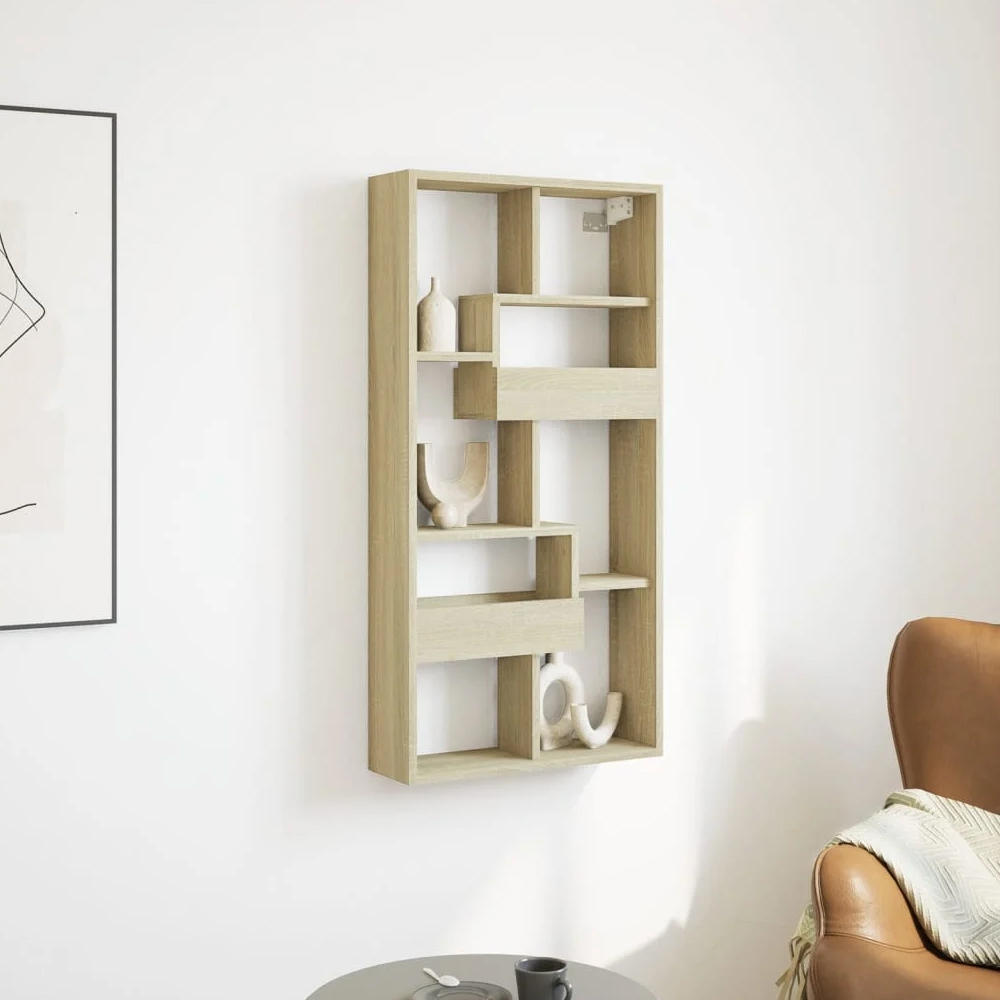 Read more about Kinston wooden wall shelf with 8 shelves in smoked oak