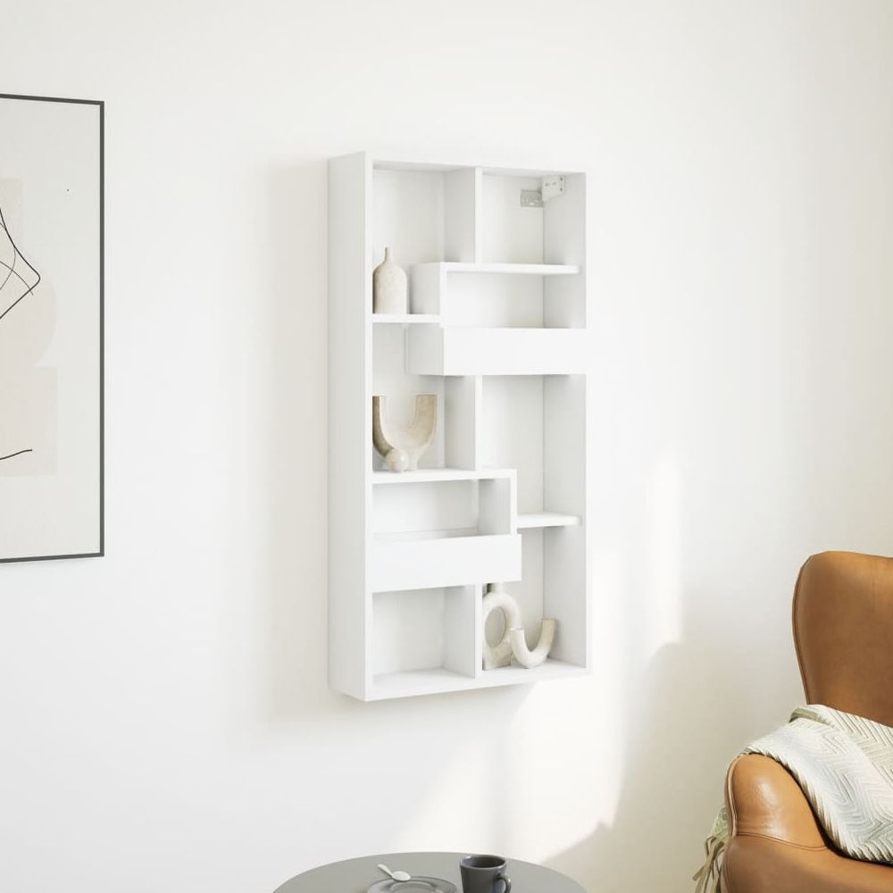 Read more about Kinston wooden wall shelf with 8 shelves in white