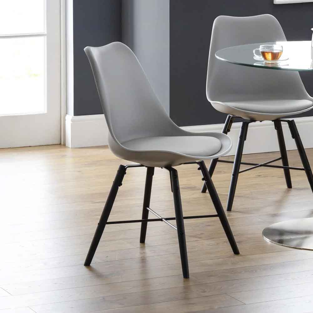 Kintar Grey Plastic Chairs with Black Legs in Pair