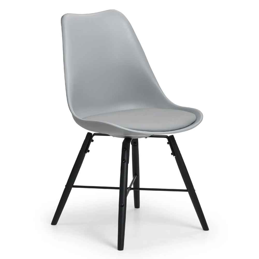 Kintar Grey Plastic Chairs with Black Legs in Pair