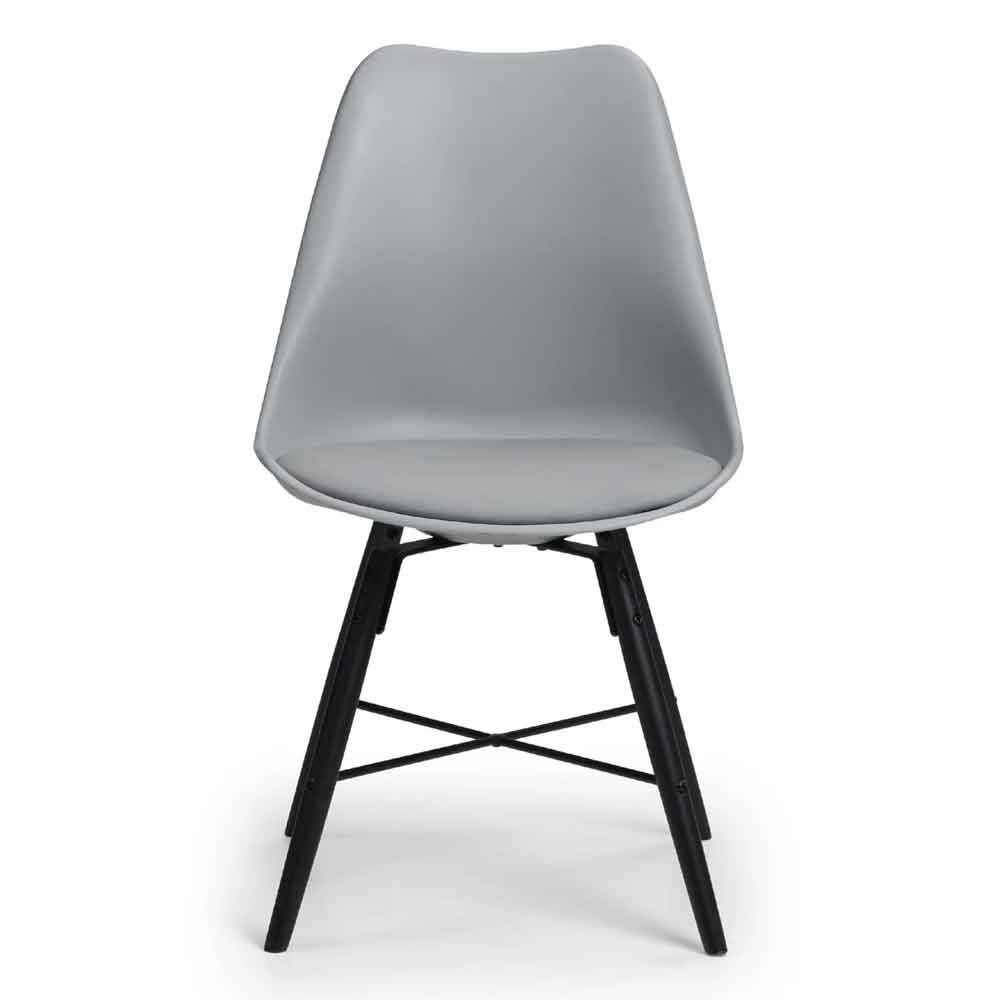 Kintar Grey Plastic Chairs with Black Legs in Pair