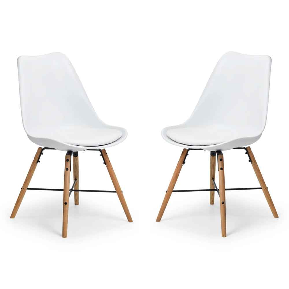 kintar white plastic chairs with oak legs in pair-image-132437