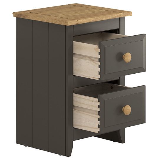 Kang 2 Drawers Petite Bedside Cabinet In Carbon And Pine