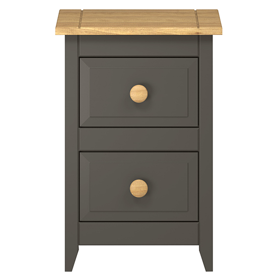 Kang 2 Drawers Petite Bedside Cabinet In Carbon And Pine