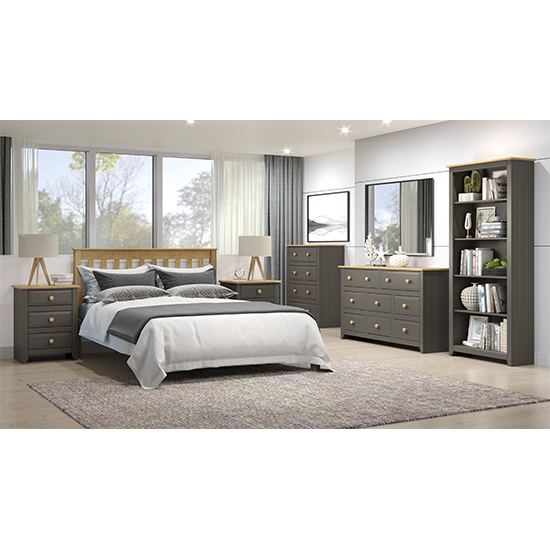 Kang 2 Drawers Petite Bedside Cabinet In Carbon And Pine