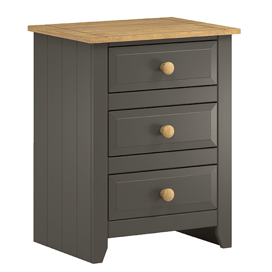 Photo of Kang wooden 3 drawers bedside cabinet in carbon and pine