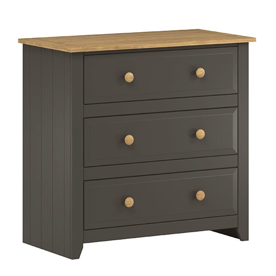 Read more about Kang wooden chest of 3 drawers in carbon and pine