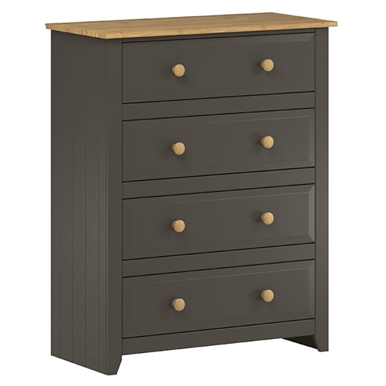 Photo of Kang wooden chest of 4 drawers in carbon and pine