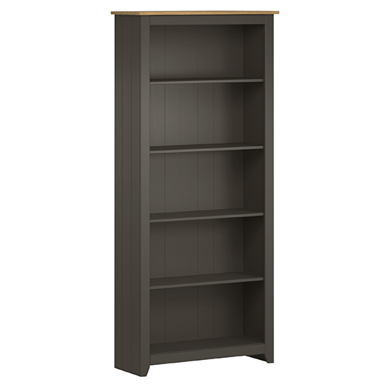 Photo of Kang tall wooden 4 shelves bookcase in carbon and pine