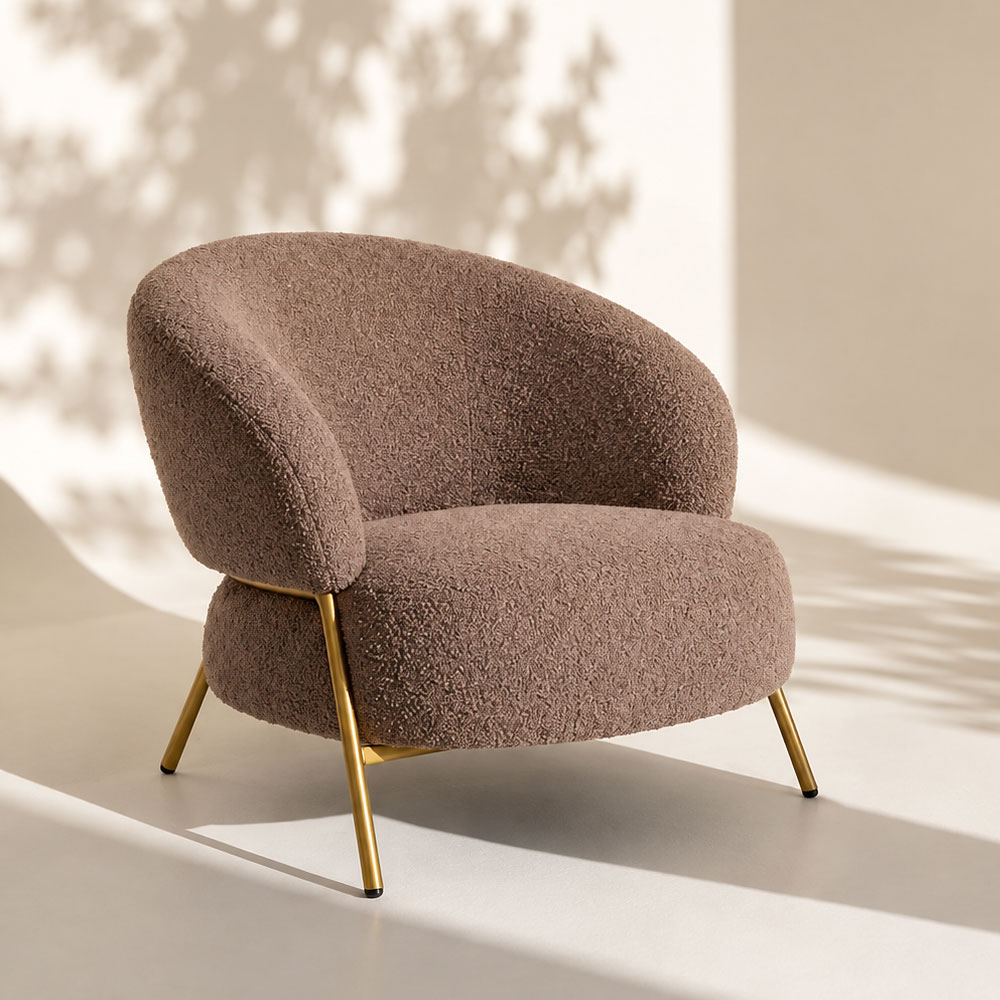 Kireva Polyester Armchair in Brown and Taupe