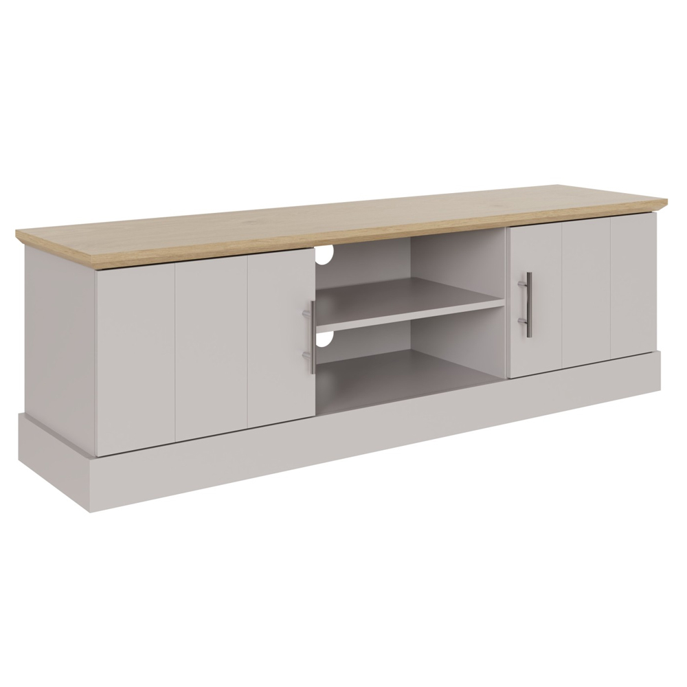 Kirkby Wooden TV Stand With 2 Doors In Grey And Oak