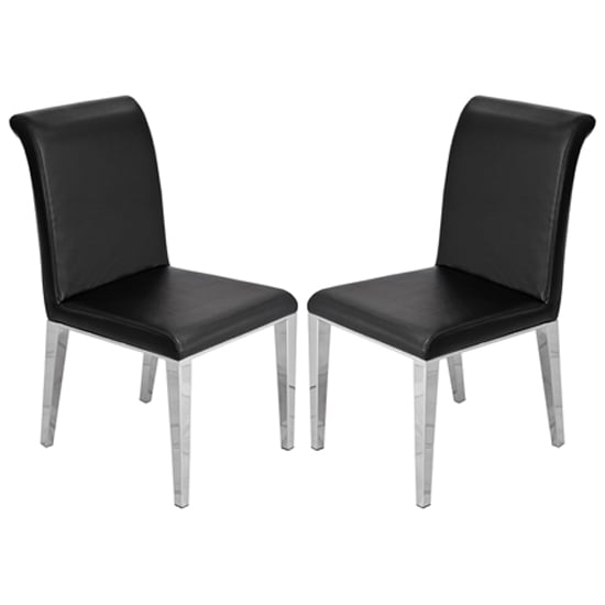 Read more about Kirkland black faux leather dining chairs in pair