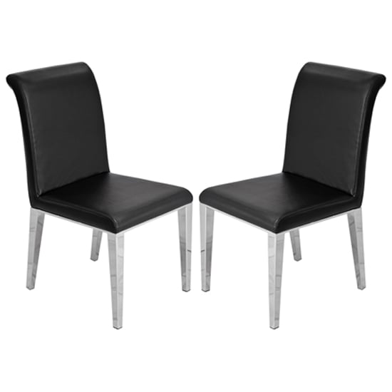 Product photograph of Kirkland Black Faux Leather Dining Chairs In Pair from Furniture in Fashion